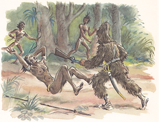 Loinclothed hobby; Obr�zek dne - the picture od the day - �awa rel - Daniel Defoe / Robinson Crusoe - Illustrationen von Hugo Laubi