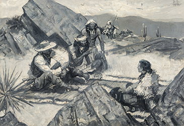 Loinclothed hobby; Obr�zek dne - the picture od the day - �awa rel - Art of Benton Henderson Clark - Arizona ~ 1939