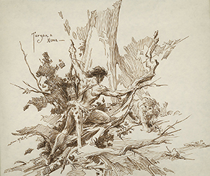 Loinclothed hobby; Obr�zek dne - the picture od the day - �awa rel - Art of Roy G. Krenkel - Tarzan and Numa