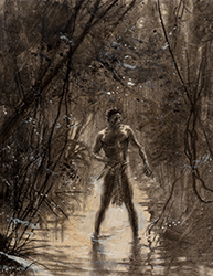 Loinclothed hobby; Obr�zek dne - the picture od the day - �awa rel - Art of Zdenek Burian - In the Swamp