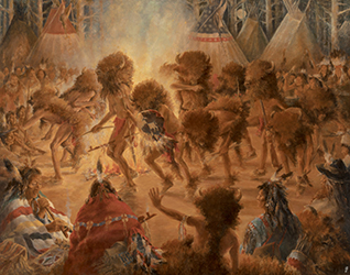 Loinclothed hobby; Obr�zek dne - the picture od the day - �awa rel - Art of Arvale Rogers - Call to the Buffalo