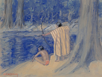 Loinclothed hobby; Obr�zek dne - the picture od the day - �awa rel - Art of Edwin Willard Deming - Indians at Water's Edge