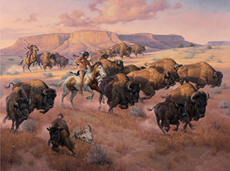 Loinclothed hobby; Obr�zek dne - the picture od the day - �awa rel - Art of Jack Sorenson  - Buffalo Hunt - 1999