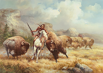 Loinclothed hobby; Obr�zek dne - the picture od the day - �awa rel - Art of F. Thomas Quigley - Buffalo Hunters