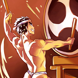 Loinclothed hobby; Obr�zek dne - the picture od the day - �awa rel - Art of Carl E. Hantman - Sano Taiko Drummer