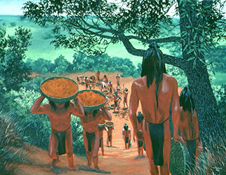 Loinclothed hobby; Obr�zek dne - the picture od the day - �awa rel - Art of Nola Davis - Caddo, villagers excavating soil