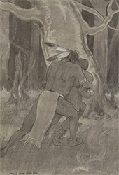 Loinclothed hobby; Obr�zek dne - the picture od the day - �awa rel - Art of Charles Livingston Bull - Seized from behind