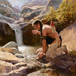 Loinclothed hobby; Obr�zek dne - the picture od the day - �awa rel - art of Z. S. Liang  - Solitary Hunter