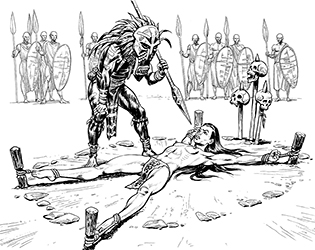 Loinclothed hobby; Obr�zek dne - the picture od the day - �awa rel - Kitchi Manitou ~ loinclothed girl in peril
