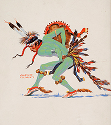 Loinclothed hobby; Obr�zek dne - the picture od the day - �awa rel - Indian Shield Dancer - art by Clarence Ellsworth
