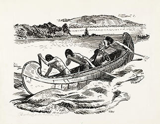 Loinclothed hobby; Obr�zek dne - the picture od the day - �awa rel - Discovery of Lake Champlain, by Charles Banks Wilson