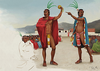 Loinclothed hobby; Obr�zek dne - the picture od the day - �awa rel - art by Pedro Rafael Mena  - The Senate of Tlaxcallan