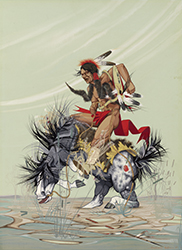 Loinclothed hobby; Obr�zek dne - the picture od the day - �awa rel - F. Blackbear Bosin, Indian man on lunging horse 