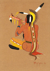 Loinclothed hobby; Obr�zek dne - the picture od the day - �awa rel -  Stephen Mopope, Flute Player ~ 1930