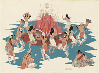 Loinclothed hobby; Obr�zek dne - the picture od the day - �awa rel - art of Donald Putman -  Creek Horned Owl Dance 