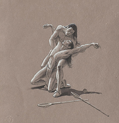 Loinclothed hobby; Obr�zek dne - the picture od the day - �awa rel - art of Kent Monkman ~ Study for Apollo and Hyacinthus