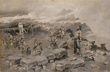 Loinclothed hobby; Obr�zek dne - the picture od the day - �awa rel - Charles Marion Russell, Standing Fearlessly