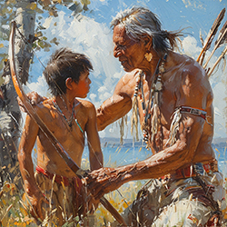 Loinclothed hobby; Obr�zek dne - the picture od the day - �awa rel - AI - an  old and young 