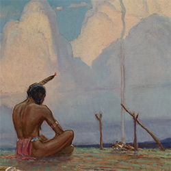 Loinclothed hobby; Obr�zek dne - the picture od the day - �awa rel - Gods Of His Fathers ~ 1943, art of Remington Schuyler