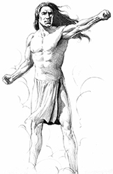 Loinclothed hobby; Obr�zek dne - the picture od the day - �awa rel - Depiction of spirit helper Amaor - Art of Hugo Albert Westphal