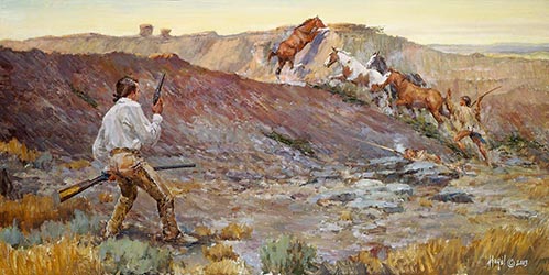 Loinclothed hobby; Obr�zek dne - the picture od the day - �awa rel - Incident At Two Medicine - art of Frank Hagel