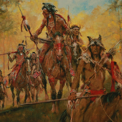 Loinclothed hobby; Obr�zek dne - the picture od the day - �awa rel - Peril Comes On Horseback - art of Charles Winfield Miller