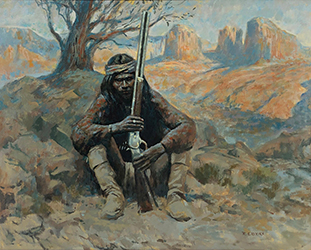 Loinclothed hobby; Obr�zek dne - the picture od the day - �awa rel - Guard of Apache Pass  - art of Ronald Crooks