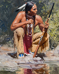 Loinclothed hobby; Obr�zek dne - the picture od the day - �awa rel - By the Stream - art of David Mann