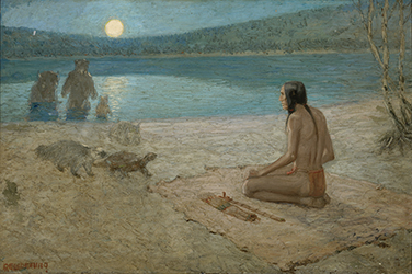 Loinclothed hobby; Obr�zek dne - the picture od the day - �awa rel - Turtle, Coon, Indians  - art of  Edwin Willard Deming