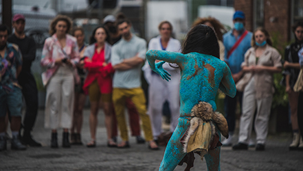 Loinclothed hobby; Obr�zek dne - the picture od the day - �awa rel -  Dancing around the fire  - down by the water
