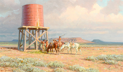 Loinclothed hobby; Obr�zek dne - the picture od the day - �awa rel - The New Water Hole, art of Tom Lovell