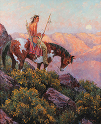 Loinclothed hobby; Obr�zek dne - the picture od the day - �awa rel - An Indian Scout at Sunrise, art of  Robert A. Winter