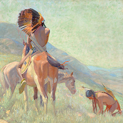 Loinclothed hobby; Obr�zek dne - the picture od the day - �awa rel - The Signal-Fire, art of William Herbert Dunton