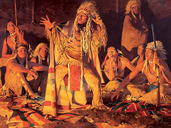 Loinclothed hobby; Obr�zek dne - the picture od the day - �awa rel - Rumors of the Ghost Dance, art of  David Mann