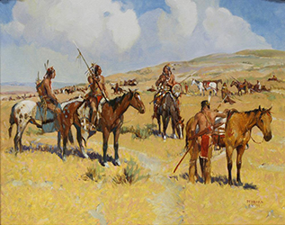 Loinclothed hobby; Obr�zek dne - the picture od the day - �awa rel - Indians and Horses ~ 1991, art of Joe Ferrara