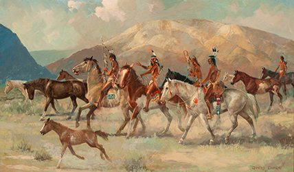 Loinclothed hobby; Obr�zek dne - the picture od the day - �awa rel - Native American with a Pipe � Warriors on the Range ~ 1961, Charles Damrow
