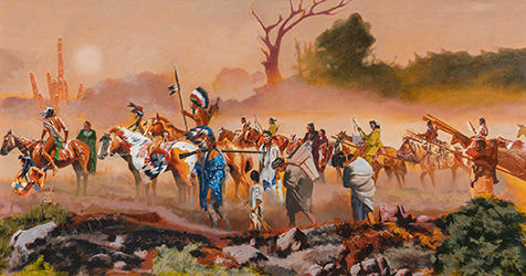 Loinclothed hobby; Obr�zek dne - the picture od the day - �awa rel - The Migration ~ 2024 � Council Fire, art of Jim Carson