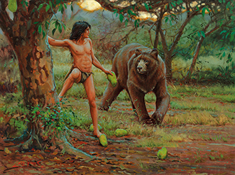 Loinclothed hobby; Obr�zek dne - the picture od the day - �awa rel - Baloo was teaching him the law of the Jungle, art of Lute Vink