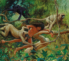 Loinclothed hobby; Obr�zek dne - the picture od the day - �awa rel - Mowgli and the Monkeys, art of Lute Vink