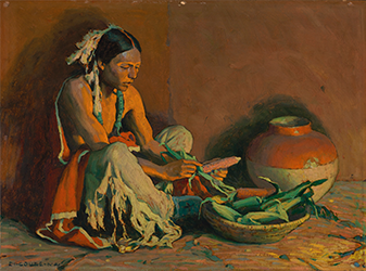Loinclothed hobby; Obr�zek dne - the picture od the day - �awa rel - Husking Corn ~ 1932, art of E. Irving Couse