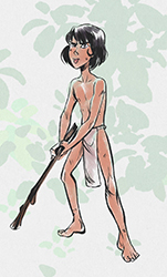 Loinclothed hobby; Obr�zek dne - the picture od the day - �awa rel - Fun with a stick