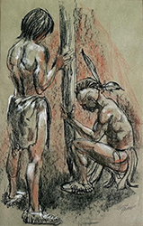 Loinclothed hobby; Obr�zek dne - the picture od the day - �awa rel - Starting Fires -  art of Lewis Parker