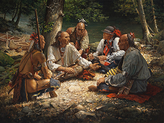 Loinclothed hobby; Obr�zek dne - the picture od the day - �awa rel - Midday Break on the Scioto, art of Robert Griffing
