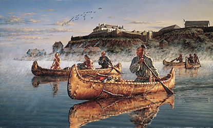 Loinclothed hobby; Obr�zek dne - the picture od the day - �awa rel - Departure At Daybreak, art of Robert Griffing, Fort Niagara 1769