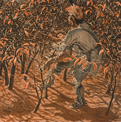 Loinclothed hobby; Obr�zek dne - the picture od the day - �awa rel - art of Schmidt Harold - Caught in a Plum Thicket