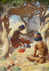 Loinclothed hobby; Obr�zek dne - the picture od the day - �awa rel -  Meeting at the Loom ~ 1910 - William Robinson Leigh