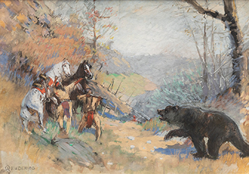 Loinclothed hobby; Obr�zek dne - the picture od the day - �awa rel - Edwin Willard Deming - Surprise Encounter