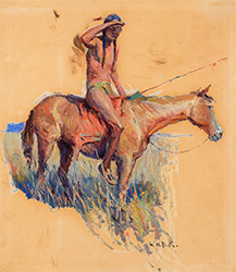 Loinclothed hobby; Obr�zek dne - the picture od the day - �awa rel - W. H. D. Koerner - Traveling the Old Trails