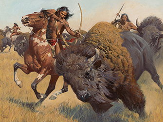 Loinclothed hobby; Obr�zek dne - the picture od the day - �awa rel - David Mann - Buffalo Hunt