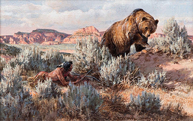 Loinclothed hobby; Obr�zek dne - the picture od the day - �awa rel - Tom Beecham - Indian Hunting Grizzly